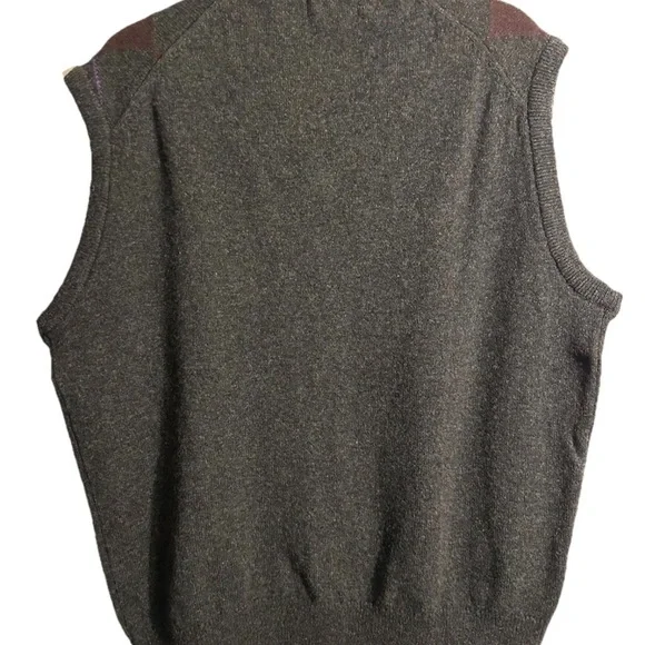 Vintage L.L. Bean V-Neck Argyle Sweater Vest Lambswool Made in Scotland Large - Picture 2 of 6